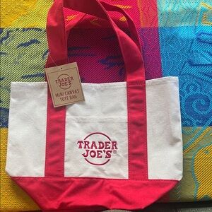 Trader Joe's Red and White Mini Canvas Bag